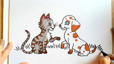 How To Draw Cat And Dog Coloring With Markers Youtube