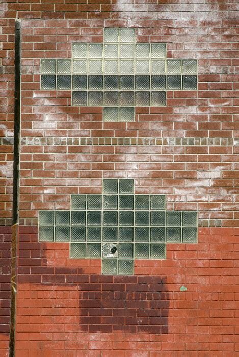 Art Deco Glass Bricks On A Brick Wall In Gowanus Brooklyn New York