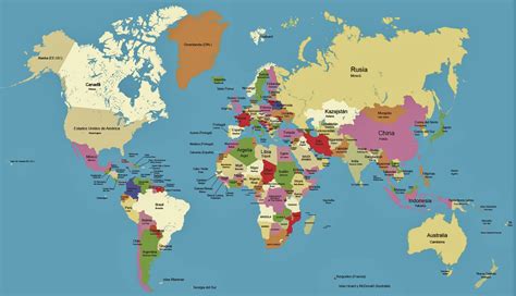 Mapa Mundial Con Nombres De Paises