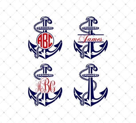 Anchor With Rope Monogram Svg Files For Cricut And Silhouette