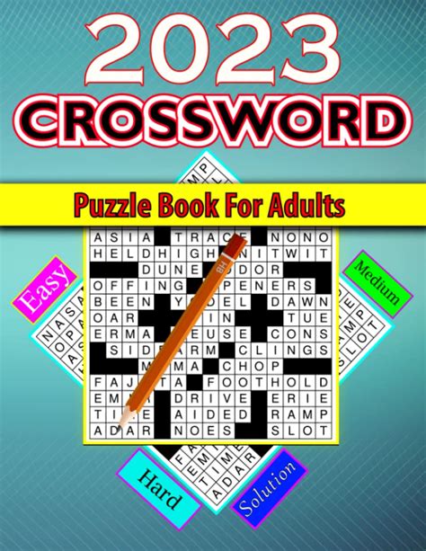 2023 Easy Medium Crossword Puzzles Book For Adults With Solution