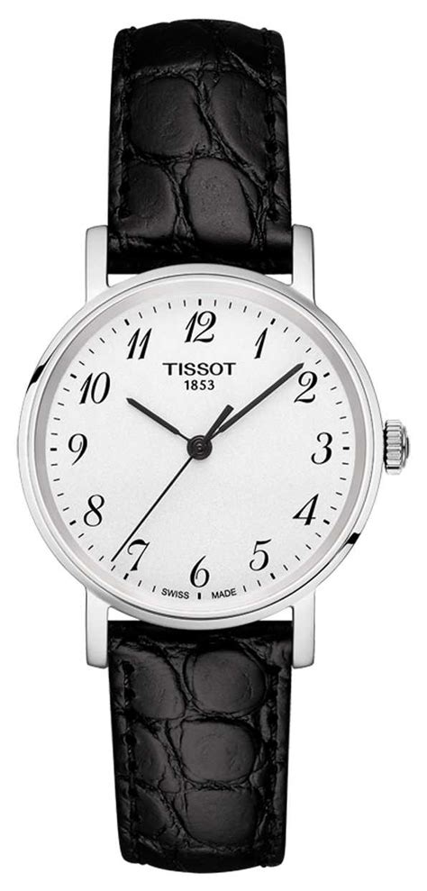 Tissot Womens Everytime Black Strap Silver Dial Arabic Numerals