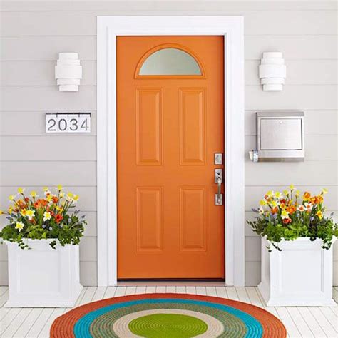Orange Door Painted Front Doors Orange Front Doors Front Door Paint