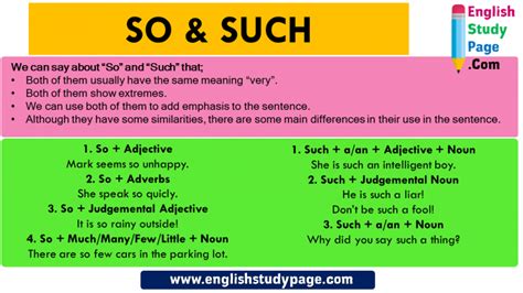 How To Use So And Such In English English Study Page