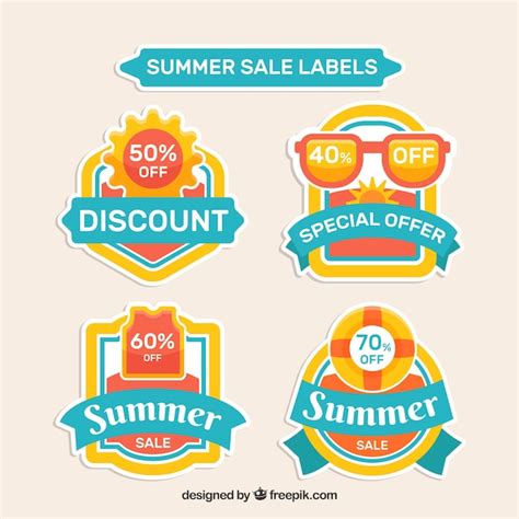Free Vector Summer Sale Stickers Pack