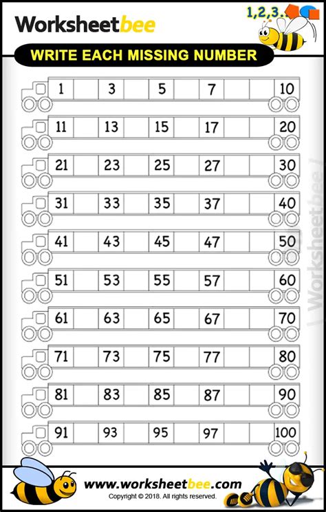 Worksheet For Numbers 1 To 100