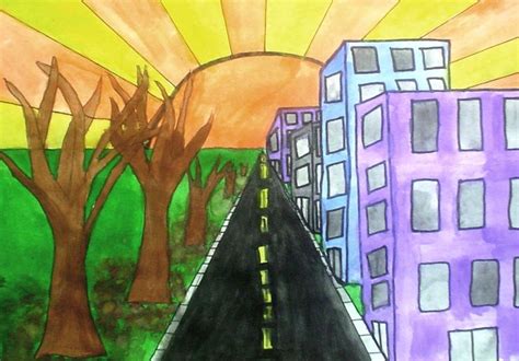 Lessons From The K 12 Art Room One Point Perspective Cities One