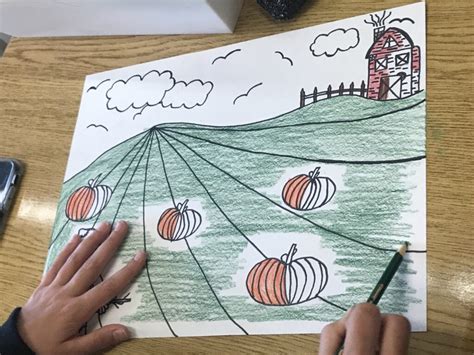 One Point Perspective Pumpkin Patch Landscapes Mrs Bennetts Grade 6