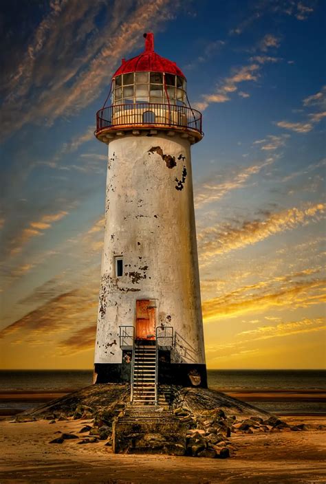 Point Of Ayr Lighthouse Sunset Mini Art Print By Adrian Evans
