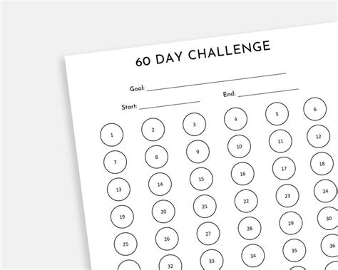 60 Day Challenge Printable 60 Day Goal Tracker Habit Etsy Canada In