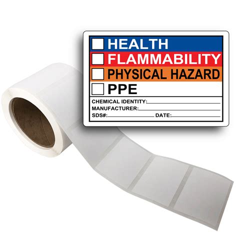 Health Flammability Physical Hazard PPE Roll Label LDRE 35734