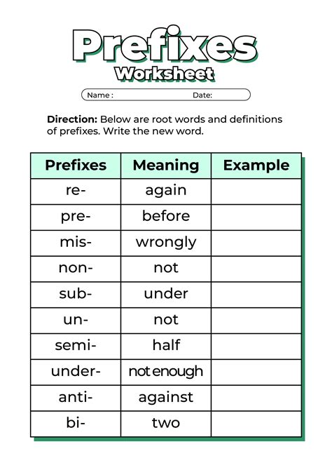 Suffix And Prefix Worksheet For Class 4