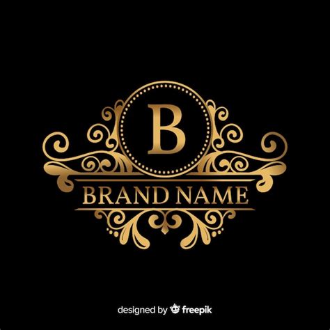 Plantilla De Logo Dorado Elegante Con Adornos Vector Premium