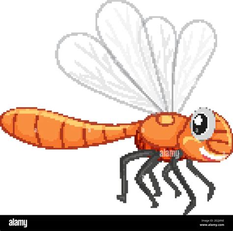 Cute Dragonfly Cartoon Character Isolated On White Background