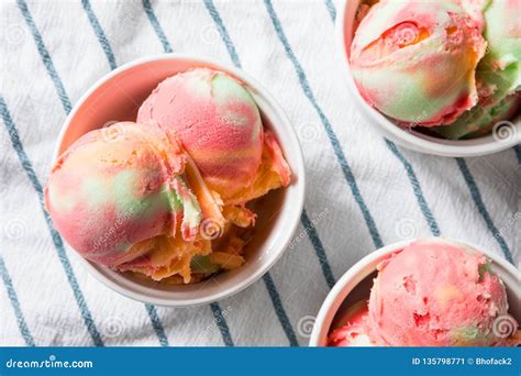 Homemade Rainbow Ice Cream Sorbet Stock Image Image Of Sugary Icecream