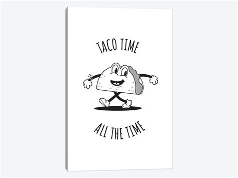 Taco Time White Canvas Art Print By Avesix Icanvas