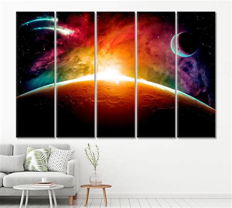 Orbit Colorful Planet Wall Art Space Wall Art Planet Large Etsy Uk