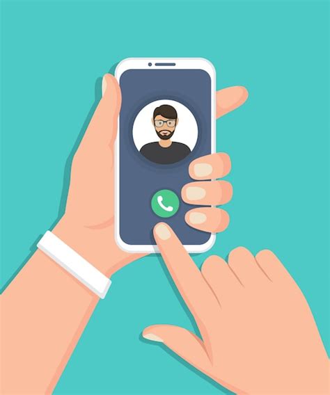 Premium Vector Hand Holding Smartphone With Incoming Call In A Flat