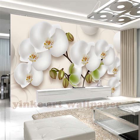 Custom 3d Stereoscopic Mural Wallpaper Pretty Butterfly Orchid Flower