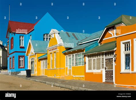 Colorful House Fronts Of Historical Buildings In Luederitz Namibia