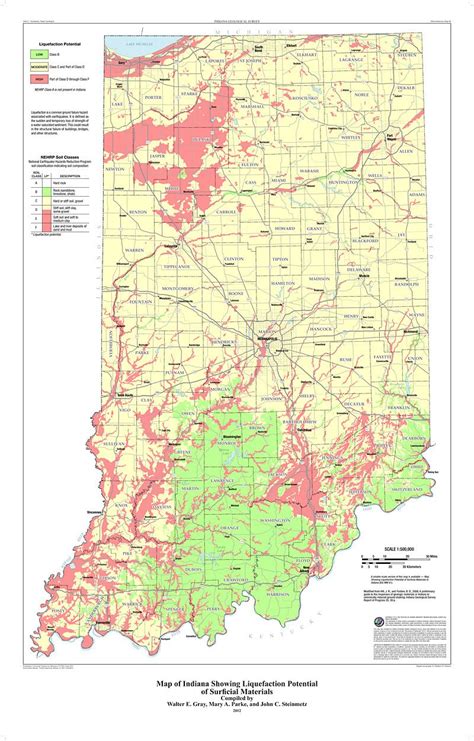 Map Of Indiana Showing Liquefaction Potential Of Surficial