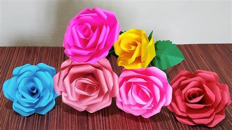 How To Make Paper Flower Bouquet With Paper Rose Diy Easy Paper Rose