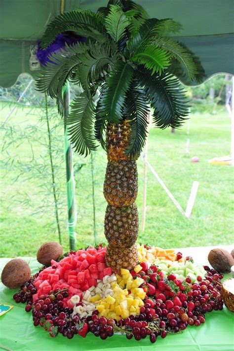 Luau Centerpiece Fresh Fruit And A Pineapple Palm Tree Pineapple