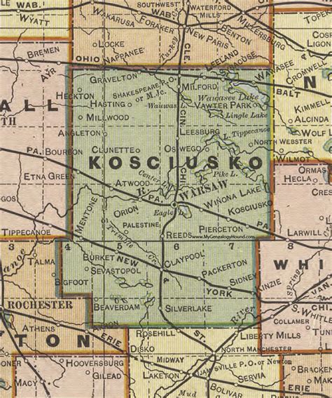 Map Of Kosciusko County Indiana Map Distance