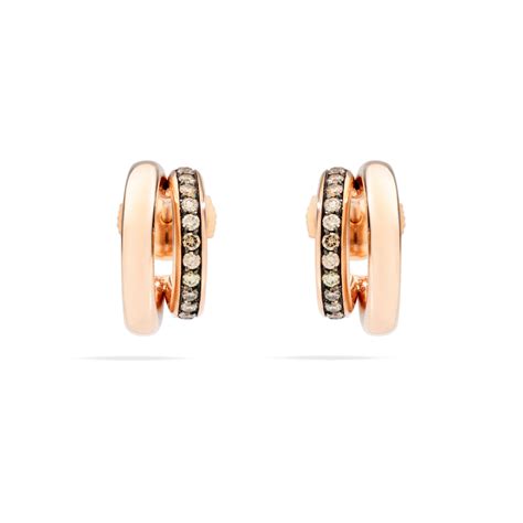 Pomellato Iconica Hoop Earrings With Champagne Diamonds 18k Rose