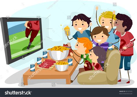 Illustration Male Teens Watching Football On Stock Vector 95127310