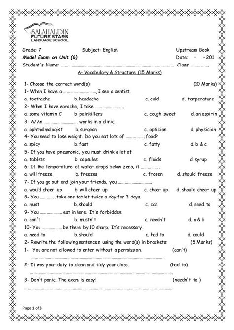Free Printable English Language Worksheets For Grade 6
