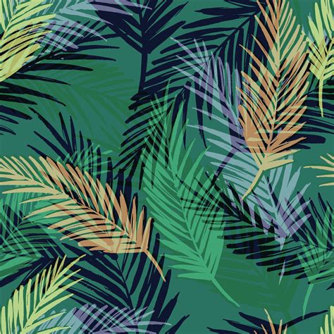 Seamless exotic pattern with palm leaves. 301557 ...