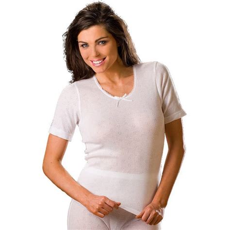 New Womens Ladies White Thermal Underwear Short Sleeve Vest Top T Shirt 8 22 Ebay