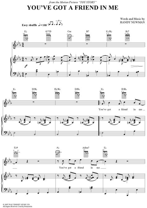 Randy Newman You Ve Got A Friend In Me Sheet Music Onlinesheetmusic