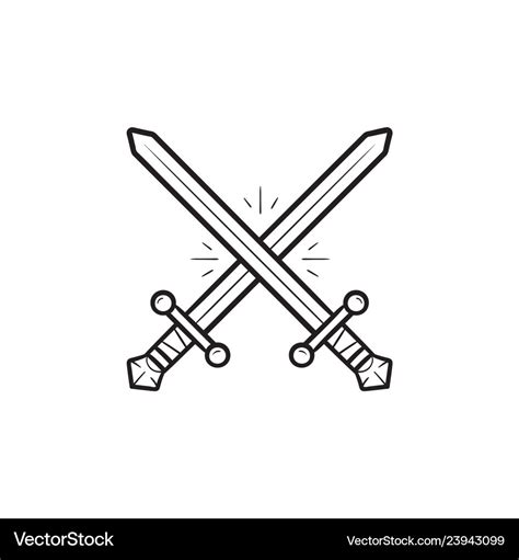 Crossed Swords Line Drawing