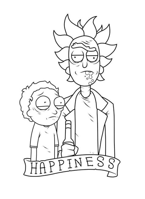 Rick And Morty Outline Drawing