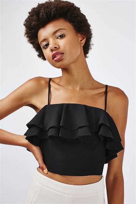 double layer frill top tops clothing topshop usa frill tops tops cropped camisole