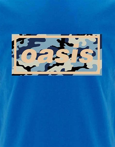 Oasis T Shirt Camo Band Logo New Official Mens Blue Fruugo Dk