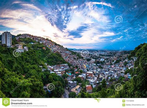 Panoramic View Of Rio De Janeiro Slums Stock Image Image