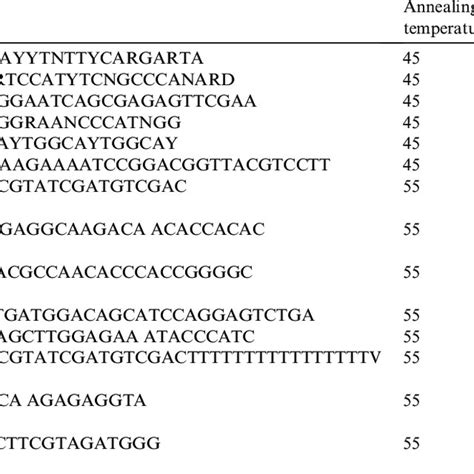 Sequence Of Different Primers Used In This Experiment Download