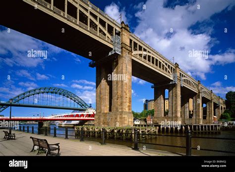 High Level Bridge Over The River Tyne With Swing Bridge And Tyne