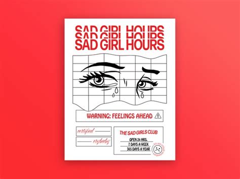 Sad Girl Hours Bandw Mini Poster Digital Download Etsy