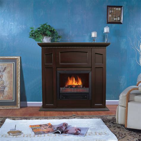 Decor Flame Electric Fireplace With 36 Mantle And Storage Chestnut