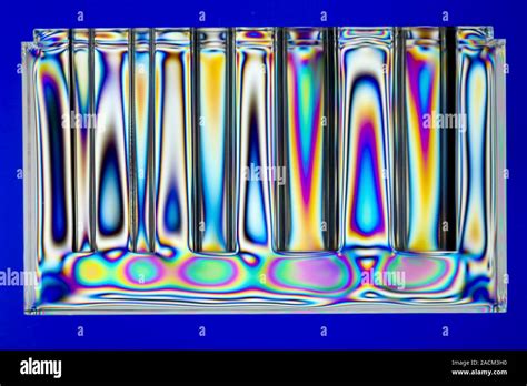 Coloured Light Interference Pattern Of Plastic Laboratory Glasses When