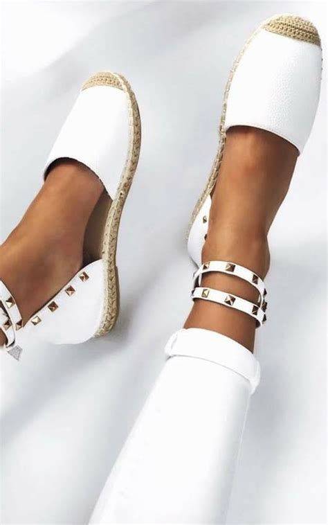 White Espadrilles Studded Espadrilles Espadrille Sandals