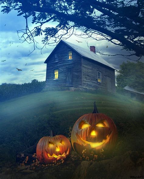 5x7ft Photography Halloween Backdrops Haunted House Pumpkins Halloween