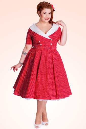 50s Retro Claudia Swing Dress In Polka Red White