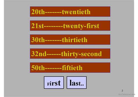 Ordinal Numbers General Readin English Esl Powerpoints