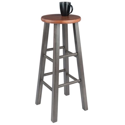 Ivy Square Leg Bar Stool Rustic Teak And Gray Winsome Wood