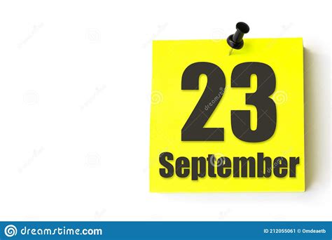 September 23rd Day 23 Of Month Calendar Date Yellow Sheet Of The
